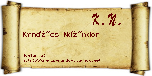 Krnács Nándor névjegykártya